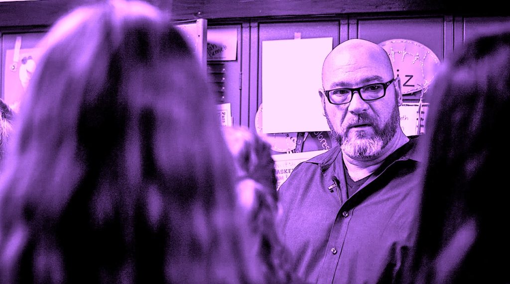 Youth Speaker Jeff Yalden speaks to a group of classmates after the loss of one of their friends.