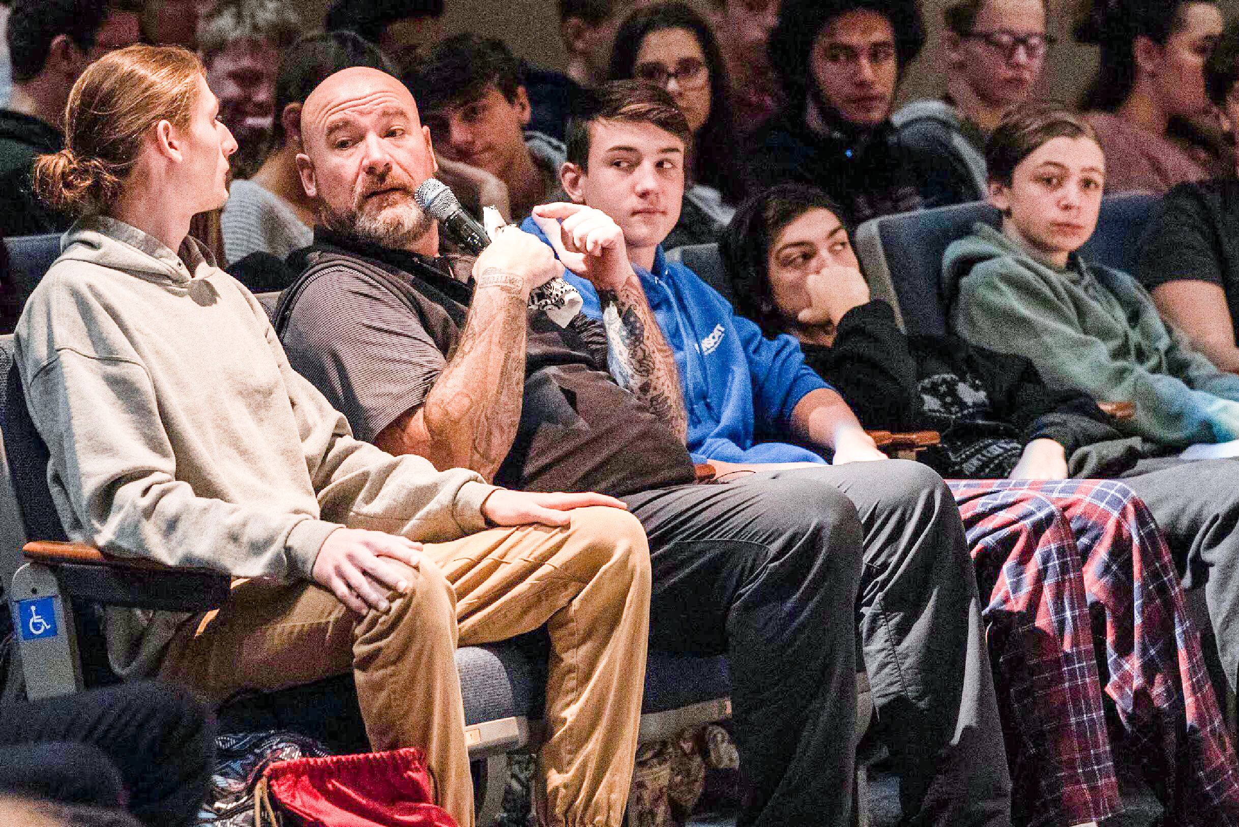 Youth Speaker Jeff Yalden address high school students.